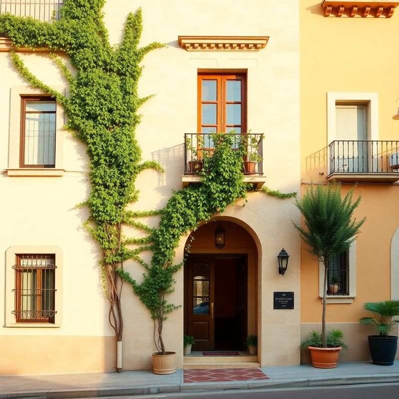 Forest-cream stone facade of Lumencalpha hotel on a Murcia old-city street